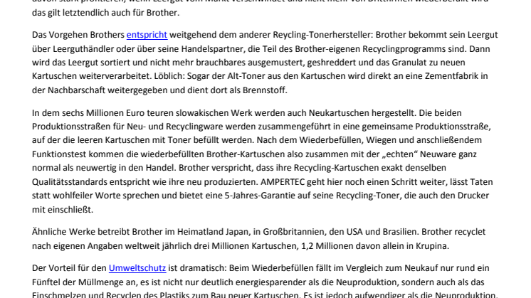 Brother: Recycling-Kartuschen direkt vom Hersteller