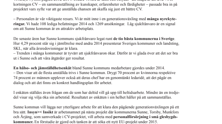 Sjukfrånvaron i Sunne kommun sjunker