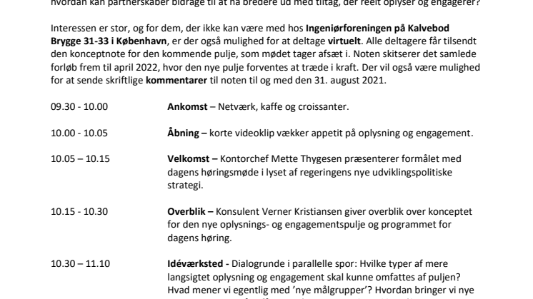 Dagsorden til høringsmøde