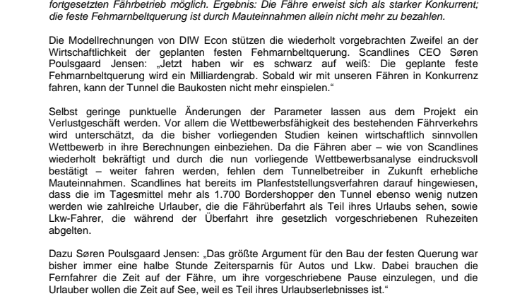 Wissenschaftler weisen Unwirtschaftlichkeit der festen Fehmarnbeltquerung nach