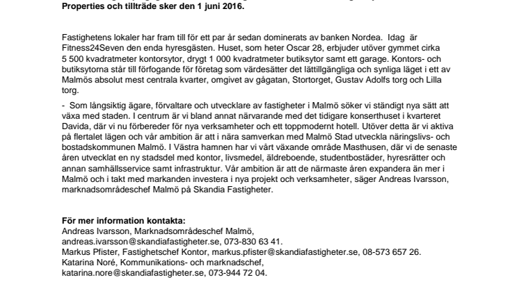Skandia Fastigheter köper kontorsfastighet invid Stortorget i Malmö