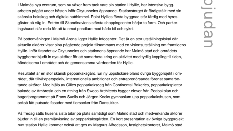 Pressinbjudan: Pepparkaksgille välkomnar Citytunneln och station Hyllie