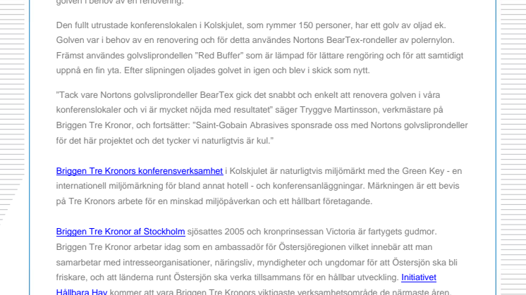 Lyckad golvslipning av Briggen Tre Kronors konferenslokaler