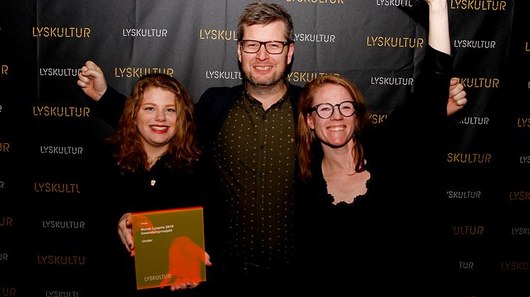 Vinner av Beste innendørsprosjekt, Norsk lyspris 2019- Under, Lysdesign av Light Bureau, fra venstre Stine Kaalstad, Benjamin Reinhoff og Thea Collett