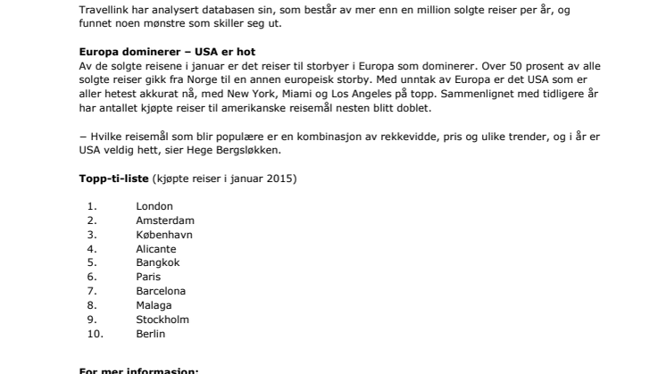 Reisetrender 2015: Vi reiser mer - og USA lokker mest