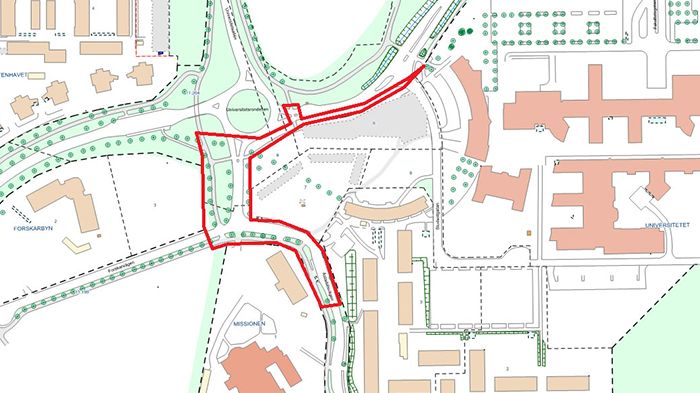 Busstorg byggs vid universitetsrondellen - avstängt hela hösten