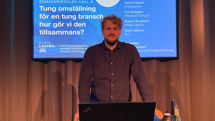 David Mowitz, expert e-mobility hos intresseorganisationen Powercircle, deltog i seminariepunkten seminariepunkten ”Framtidens elektrifierade transportsystem – hur kommer vi dit?” på Elmia Lastbil.