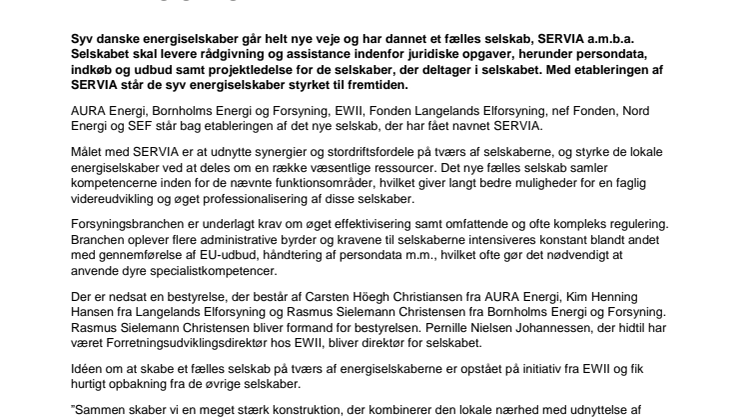 Energiselskaber går sammen om nyt fælles selskab