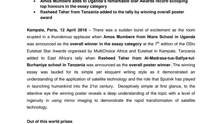 East Africa continues on a record breaking streak at the 7th edition of DStv Eutelsat Star Awards!  