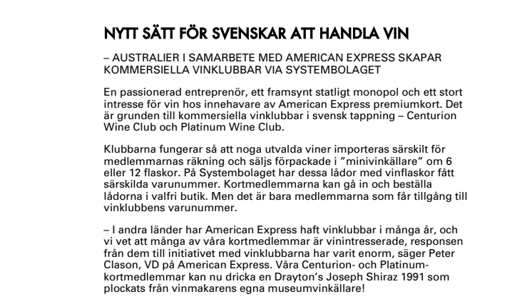NYTT SÄTT FÖR SVENSKAR ATT HANDLA VIN