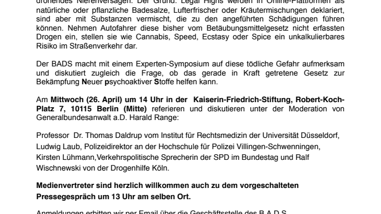 Legal Highs - eine tödliche Gefahr im Straßenverkehr