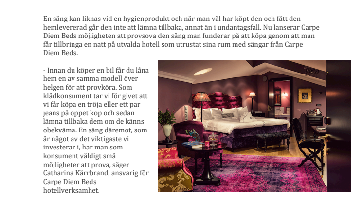 Osäkra sängkunder får provsova på hotell