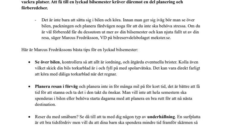 7 tips för en lyckad bilsemester