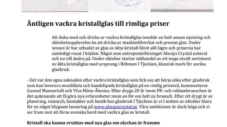 Äntligen vackra kristallglas till rimliga priser från Böhmen, Tjeckien 