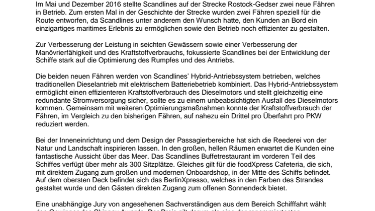Scandlines erneut mit renommiertem Shippax Award ausgezeichnet 