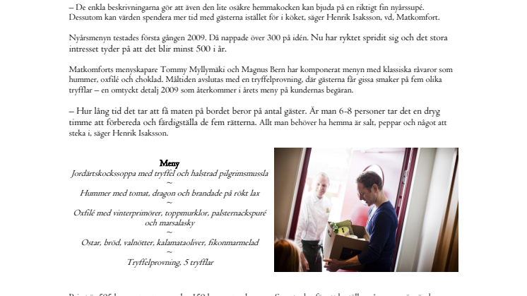 Nyårsmenyn direkt hem till dörren – fem lyxiga rätter, en timme i köket