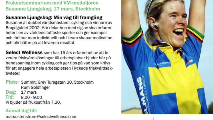 Frukostseminarium med Susanne Ljungskog 17 mars