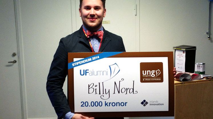 Billy Nord tilldelades stipendium som årets UF-alumn i Jämtland