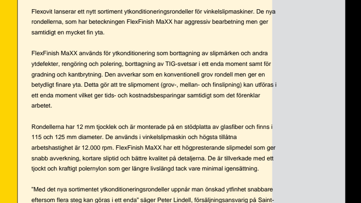 Nya ytkonditioneringsrondeller för vinkelslipar