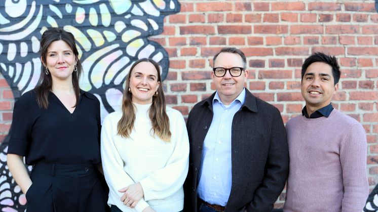 Lovisa Ralpher (kommunikationsansvarig) & Sara Larsson (verksamhetschef) från WIN WIN Award. Henrik Björklund (VD) & Peter Elvemo (PR-ansvarig) från Mardi Gras