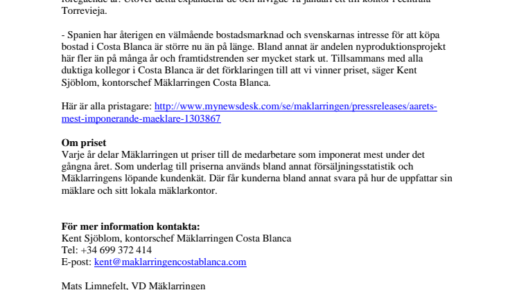 Bästsäljande mäklarna finns i Costa Blanca