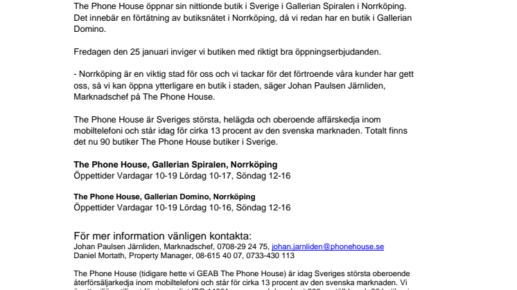 Ny mobilbutik i Gallerian Spiralen i Norrköping