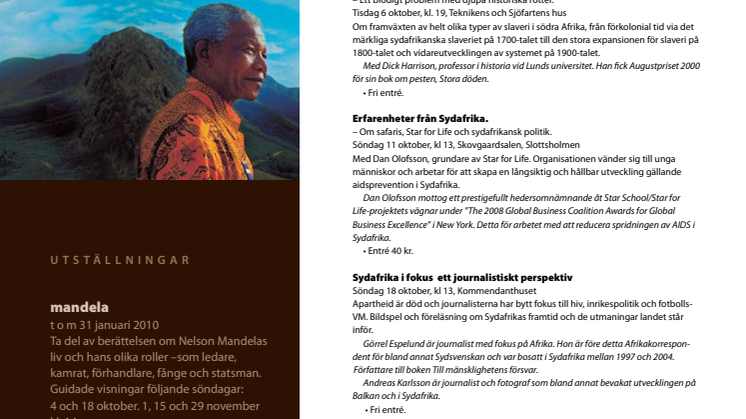 Föreläsningar inom Tema Sydafrika hösten 2009