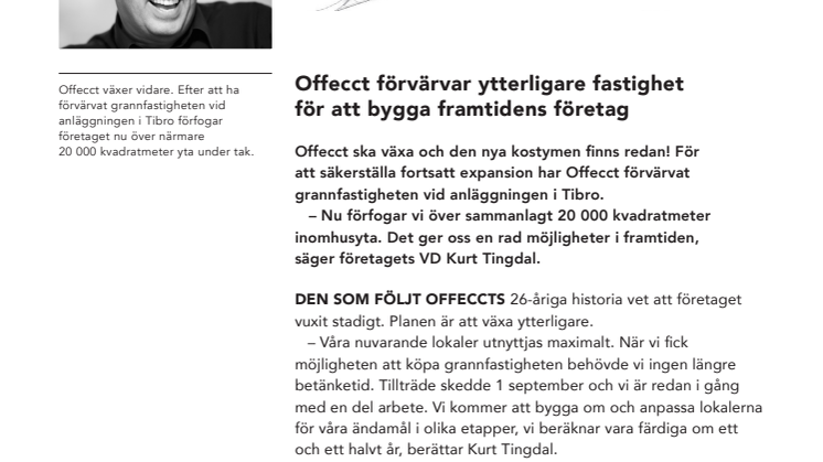 Offecct förvärvar ytterligare fastighet  för att bygga framtidens företag