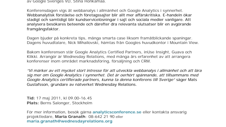 Premiär för Google Analytics Conference i Sverige