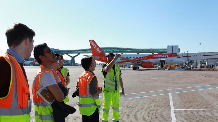 Students on the airfield at Gatwick