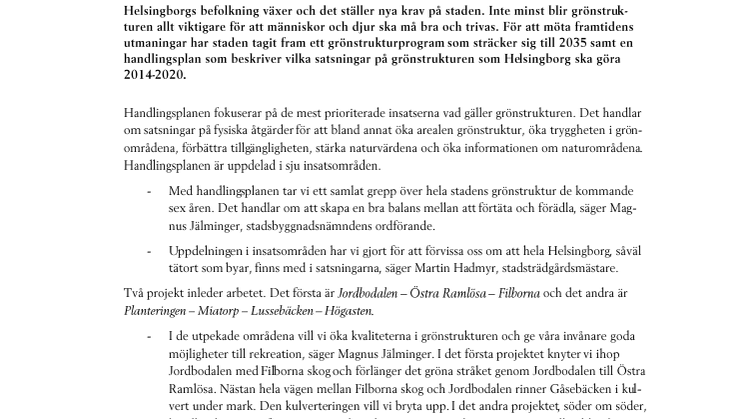 Arbetet mot ett grönare Helsingborg konkretiseras