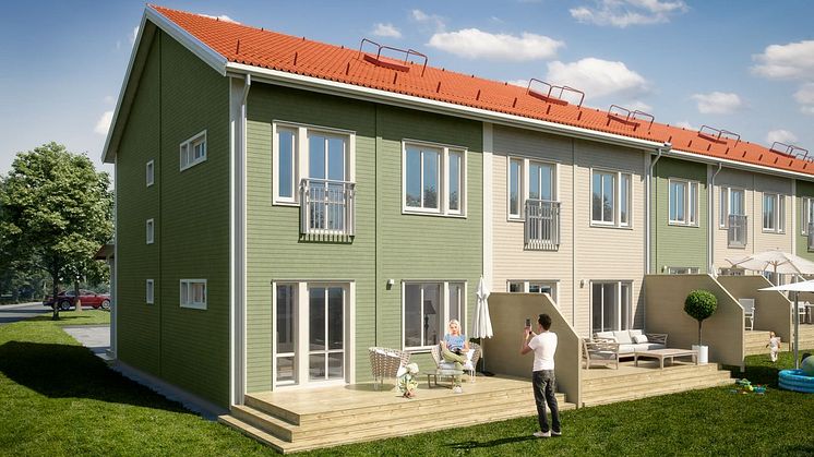 Brf Vinterängen - 3D-bild av baksidan. 