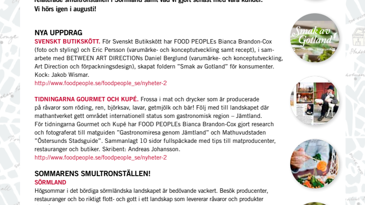 FOOD PEOPLE Nyhetsbrev Juli 2011