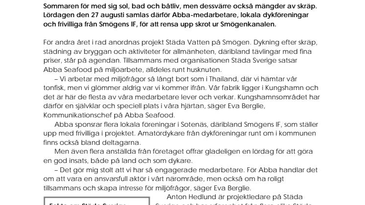 Abba städar vattnet i Smögenkanalen