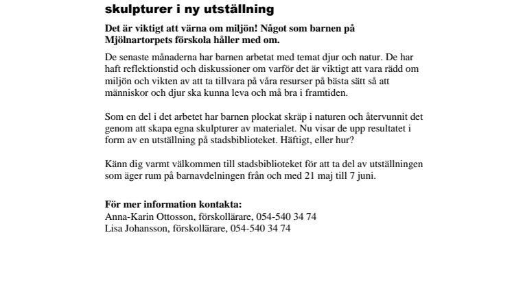 Barn värnar om miljön – återvinner skräp till skulpturer i ny utställning