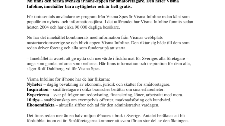 Visma lanserar program för iPhone