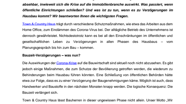 Auswirkungen der Corona-Krise: Was Bauherren jetzt beachten müssen