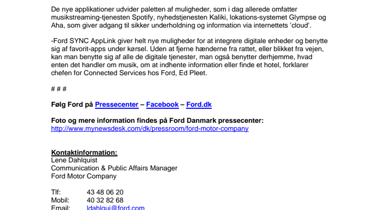 LAD DIN STEMME BESTEMME - FORD APPLINK