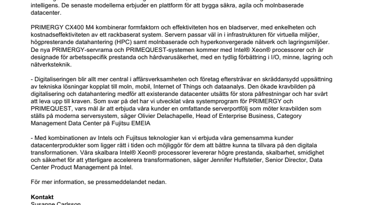 Fujitsu utvecklar sitt serverutbud för den digitala världen