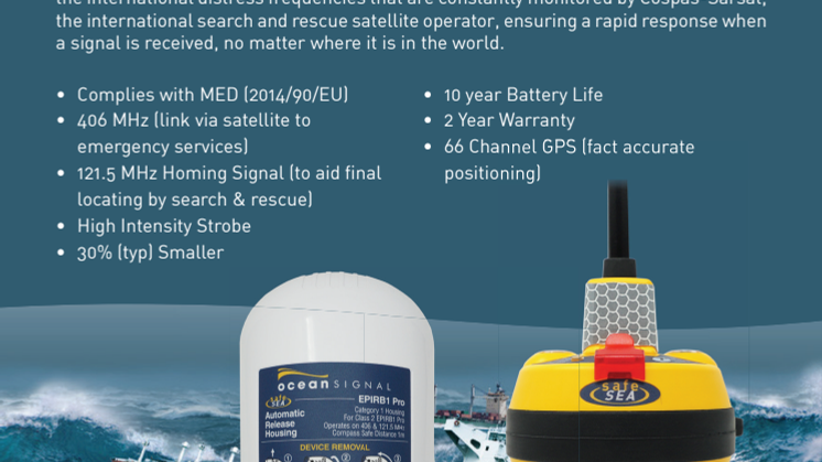 Spec Sheet - Ocean Signal SafeSea EPIRB1 Pro