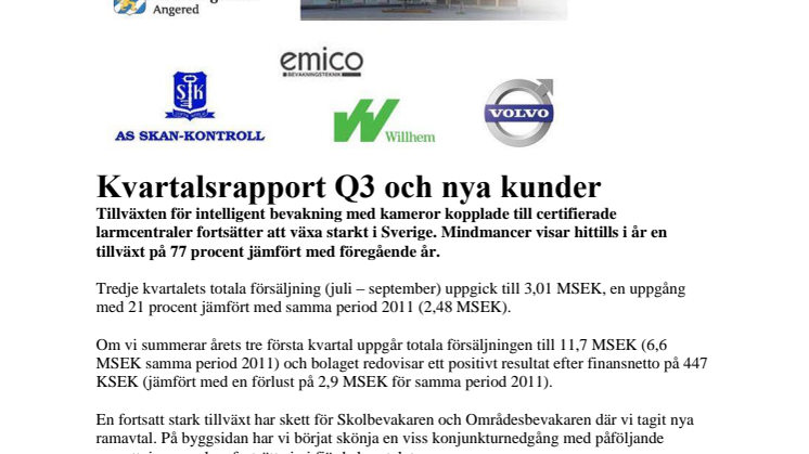 Kvartalsrapport Q3 2012
