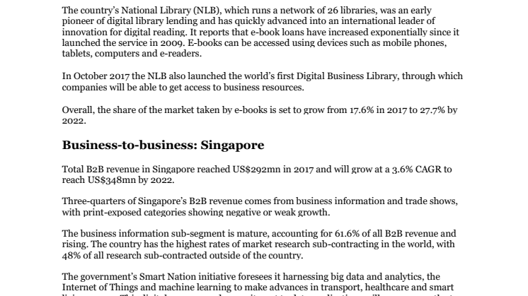 E&M Outlook 2018-2022: Singapore Factsheet