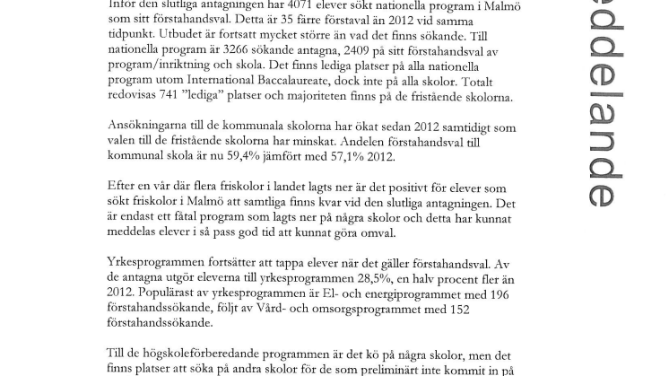 Slutlig antagning till gymnasiet är nu klar