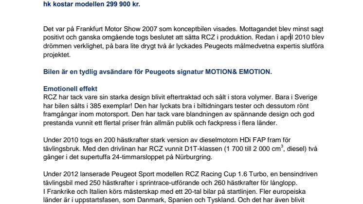 Nya Peugeot RCZ: Kraft möter passion