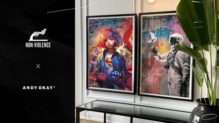 Two of Andy okay's selected art pieces by Thomas Chedeville and Ibai Acevedo in limited editions to suppport The Non-Violence Project Foundation