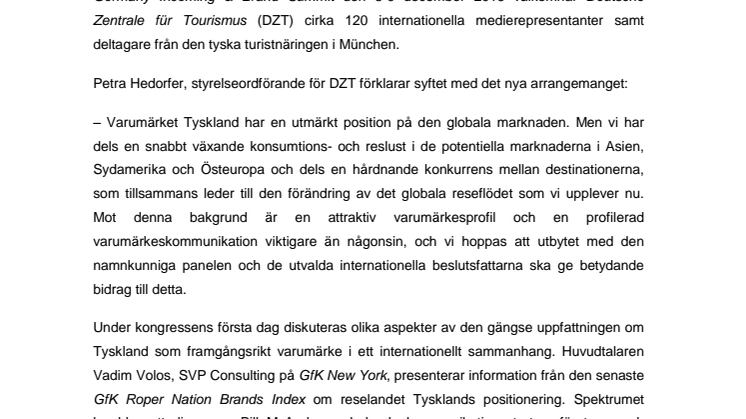DZT initierar toppmöte för reselandet Tyskland