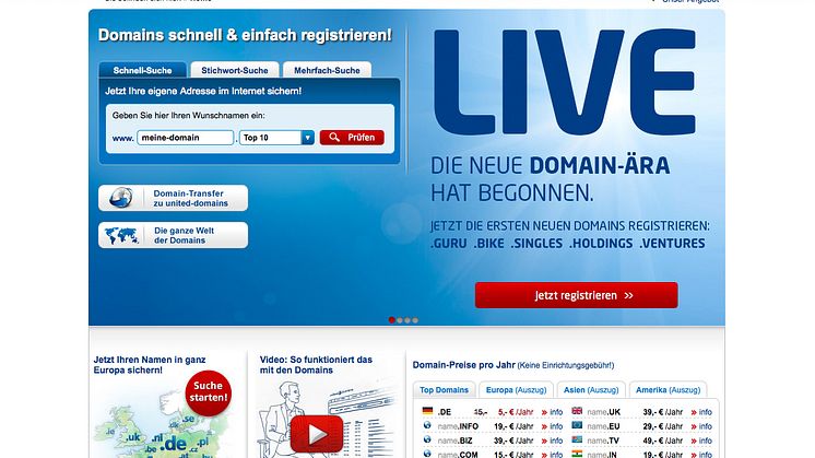 united-domains ist Marktführer in Europa bei den neuen Domain-Endungen