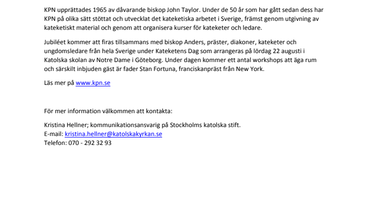 Katolska Pedagogiska Nämnden (KPN) fyller 50 år