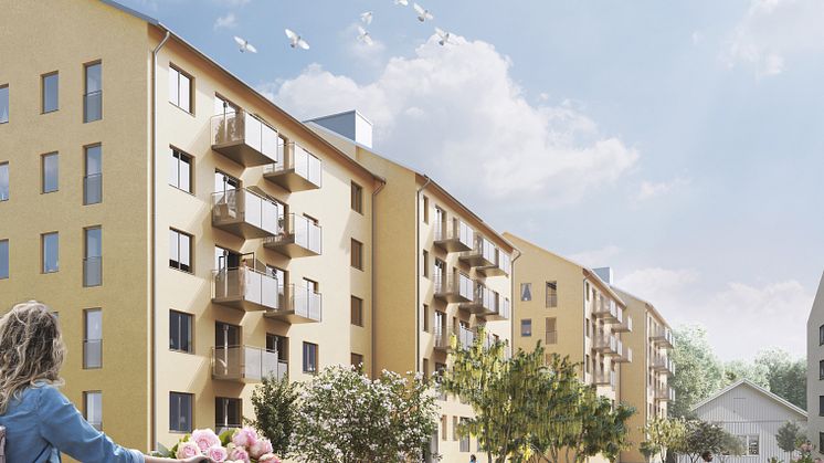 Projektet satsar mycket på smarta energilösningar och har projekterat för att uppnå Miljöbyggnad silver. Illustration: Liljewall Arkitekter