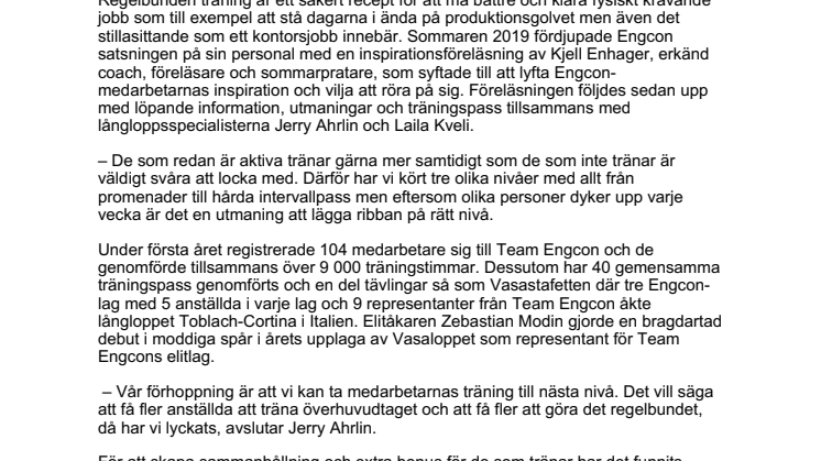 Engcons personal tränade 9 000 timmar – gett positiv hälsoeffekt